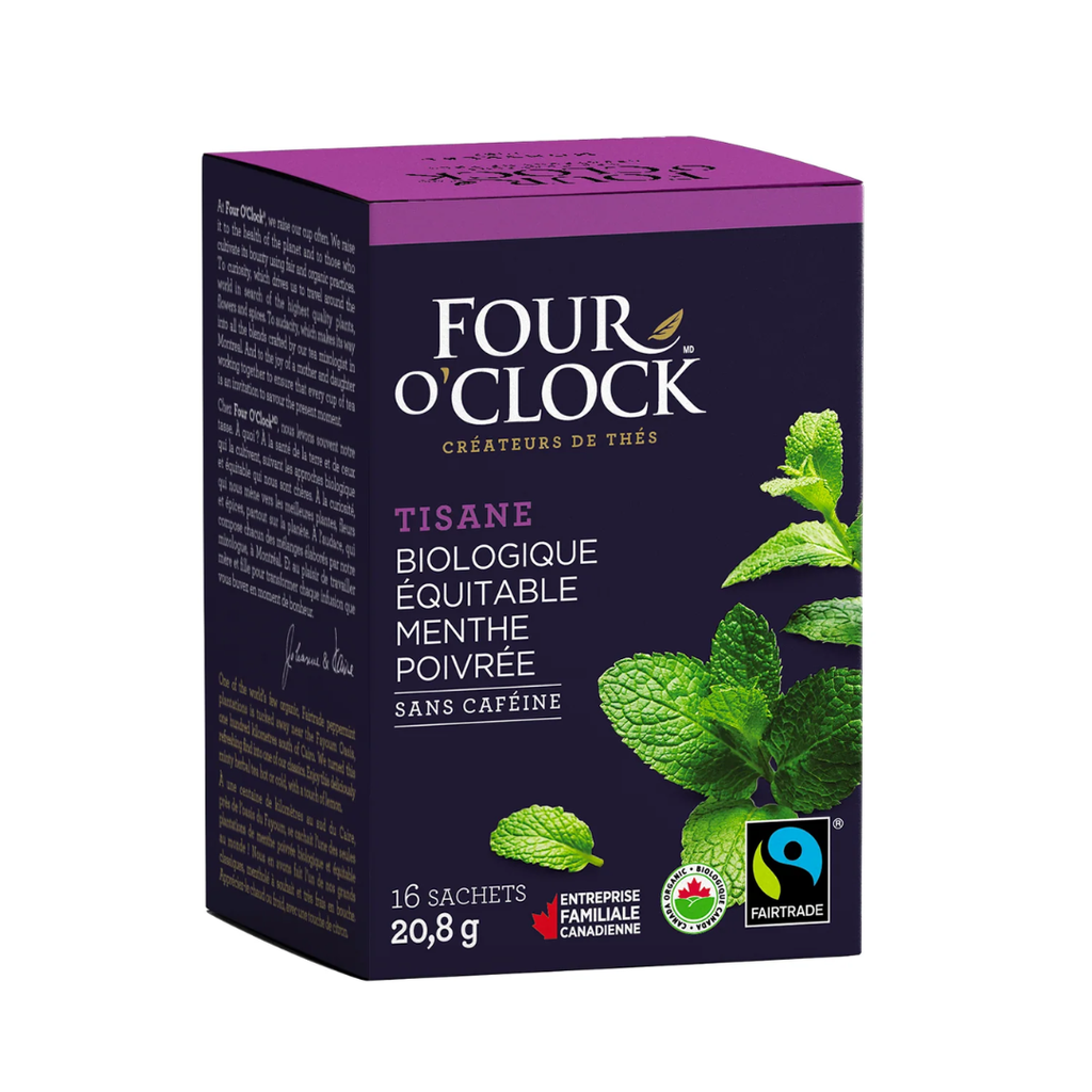 Four O'Clock | Tisane Menthe Poivrée Bio. Equ. boite de 16 sachets