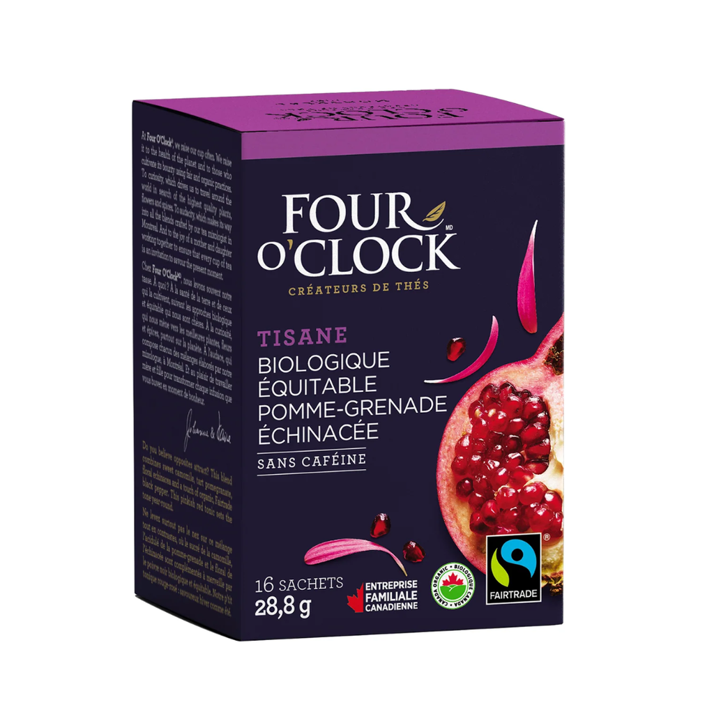 Four O'Clock | Tisane Pomme-Grenade Échinacée Bio. Équ. boite de 16 sachets