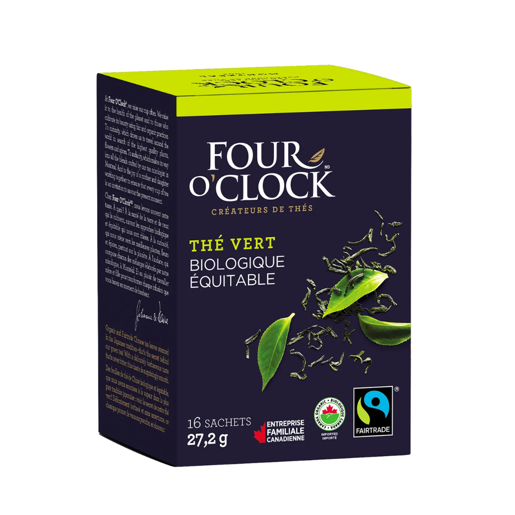 Four O'Clock | Thé Vert Bio. Équ. boite de 16 sachets