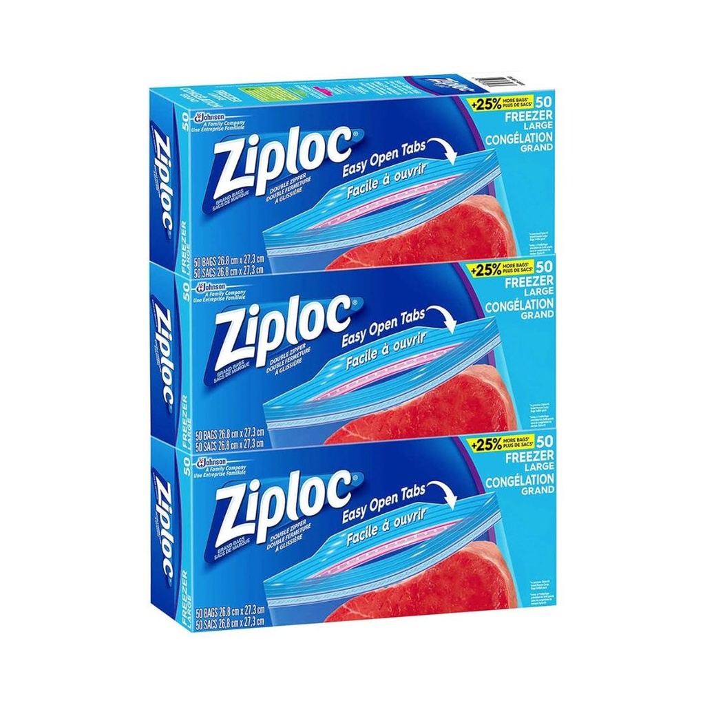 Ziploc | Sacs pour congélateur format large - 3 paquets de 50