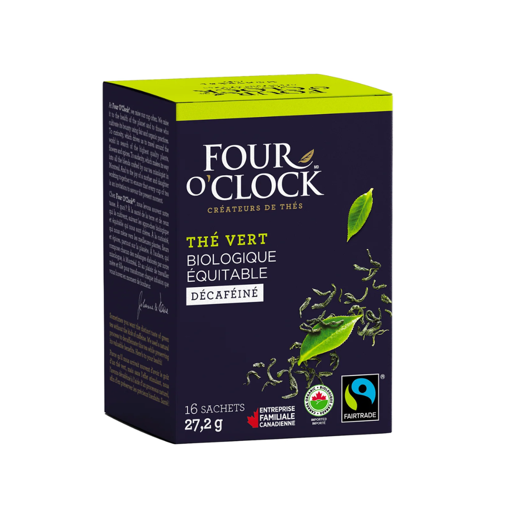 Four O'Clock | Thé vert décaféiné bio. équit. boite de 16 sachets