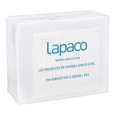 Lapaco | Serviette à diner blanc recyclé embossé 1 pli - paquet de 250