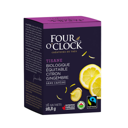 [20225-CA] Four O'Clock | Lemon Ginger Org. Fair. Herbal Tea box of 16 teabags