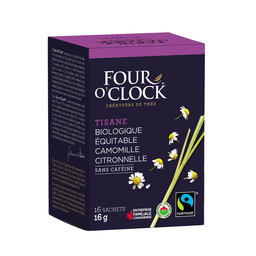 [20221-CA] Four O'Clock | Chamomile Lemongrass Org. Fair. Herbal Tea box of 16 teabags