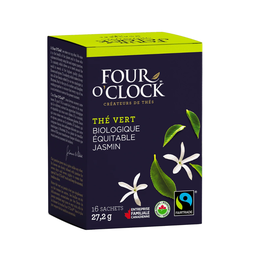 [40222] Four O'Clock | Jasmine Organic Fairtrade Green Tea box of 16 teabags