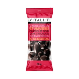 [05MI245-CHOCCRAN15X50] Vitali-T | Collation Canneberges et Amande chocolat noir 15x50g