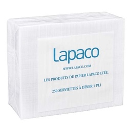 [7514512] Lapaco | Serviette à diner blanc recyclé embossé 1 pli - paquet de 250